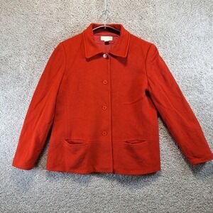 Casual Corner Jacket Womens XL‎ Red Wool Cashmere Blend Button Up Blazer VTG